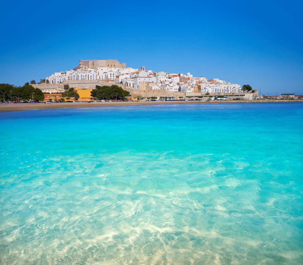Peniscola skyline and castle beach Spain